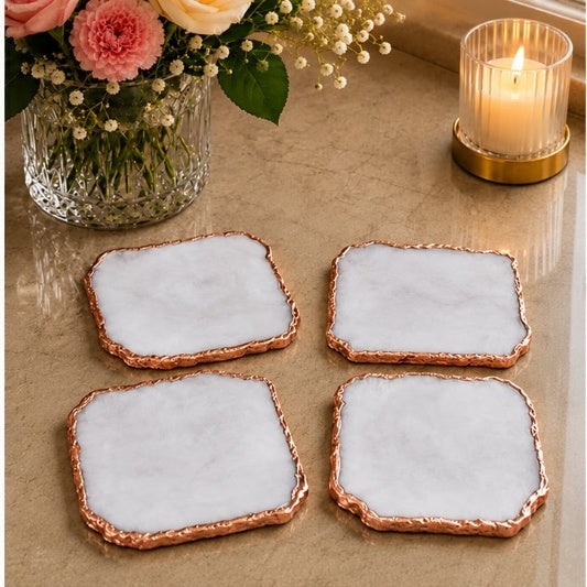 White Agate Organic Edge Coasters – Set of 4