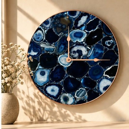 Blue Agate Circular Wall Clock