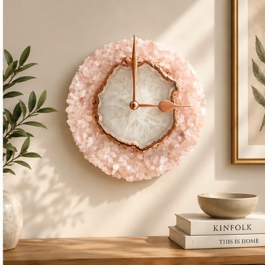 Peach Crystal Agate Wall Clock – 6 Inch