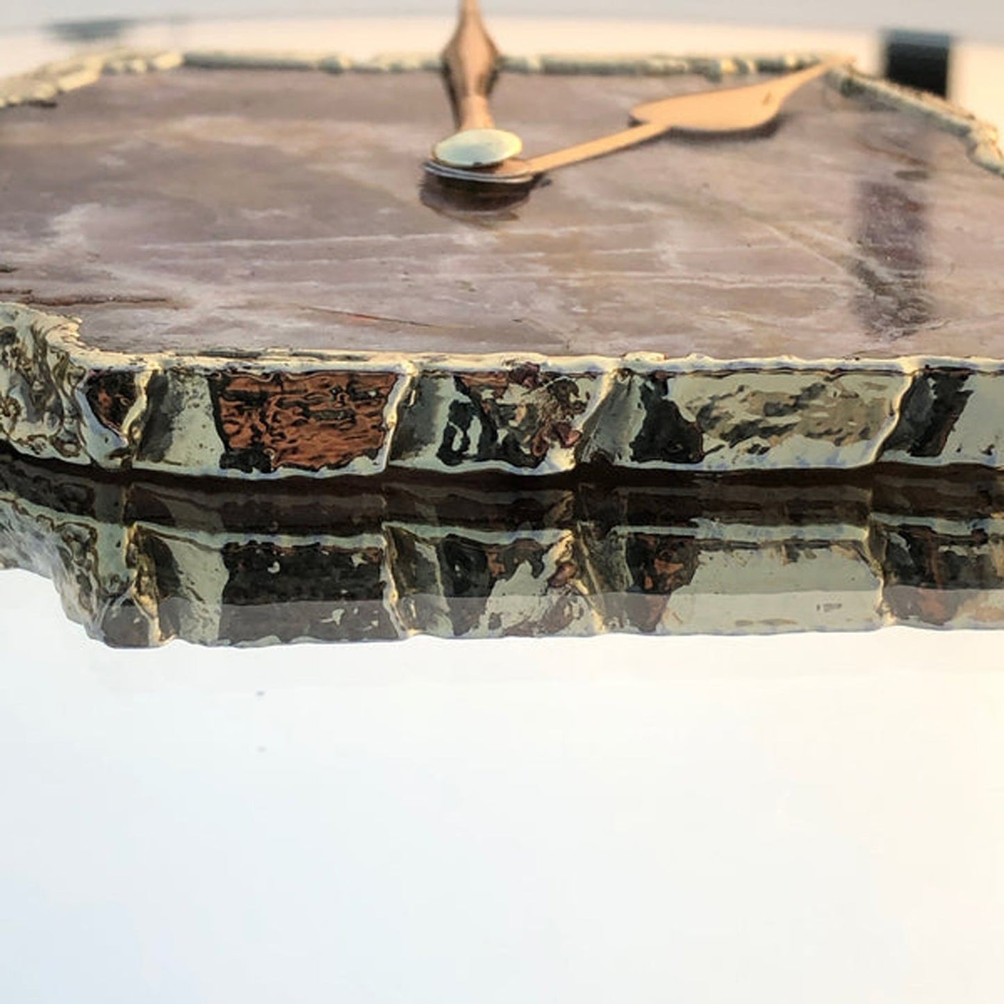 10 " Mirror Amethyst Wall Clock/Personalised Momento