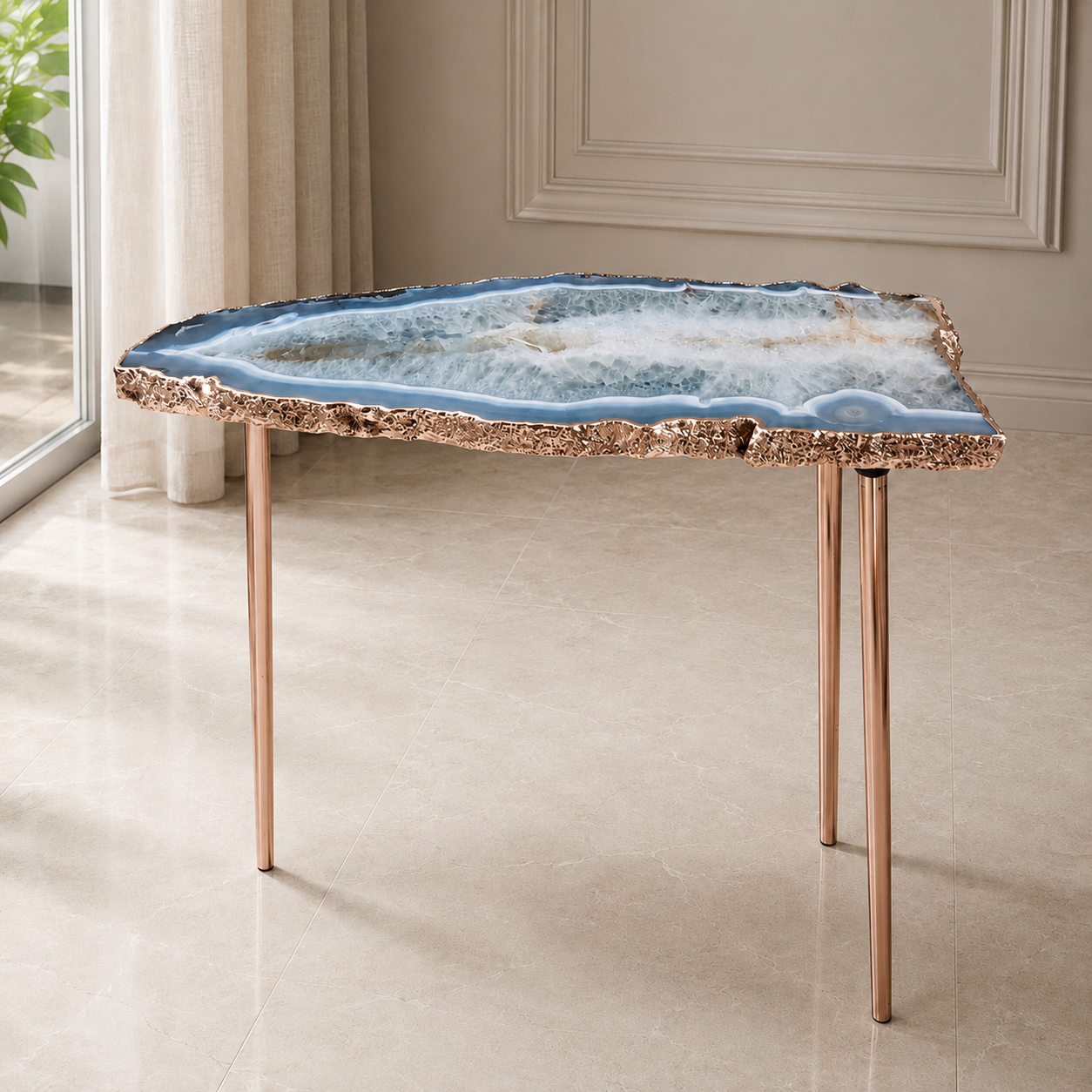 Large Grey Agate Organic Edge Side Table