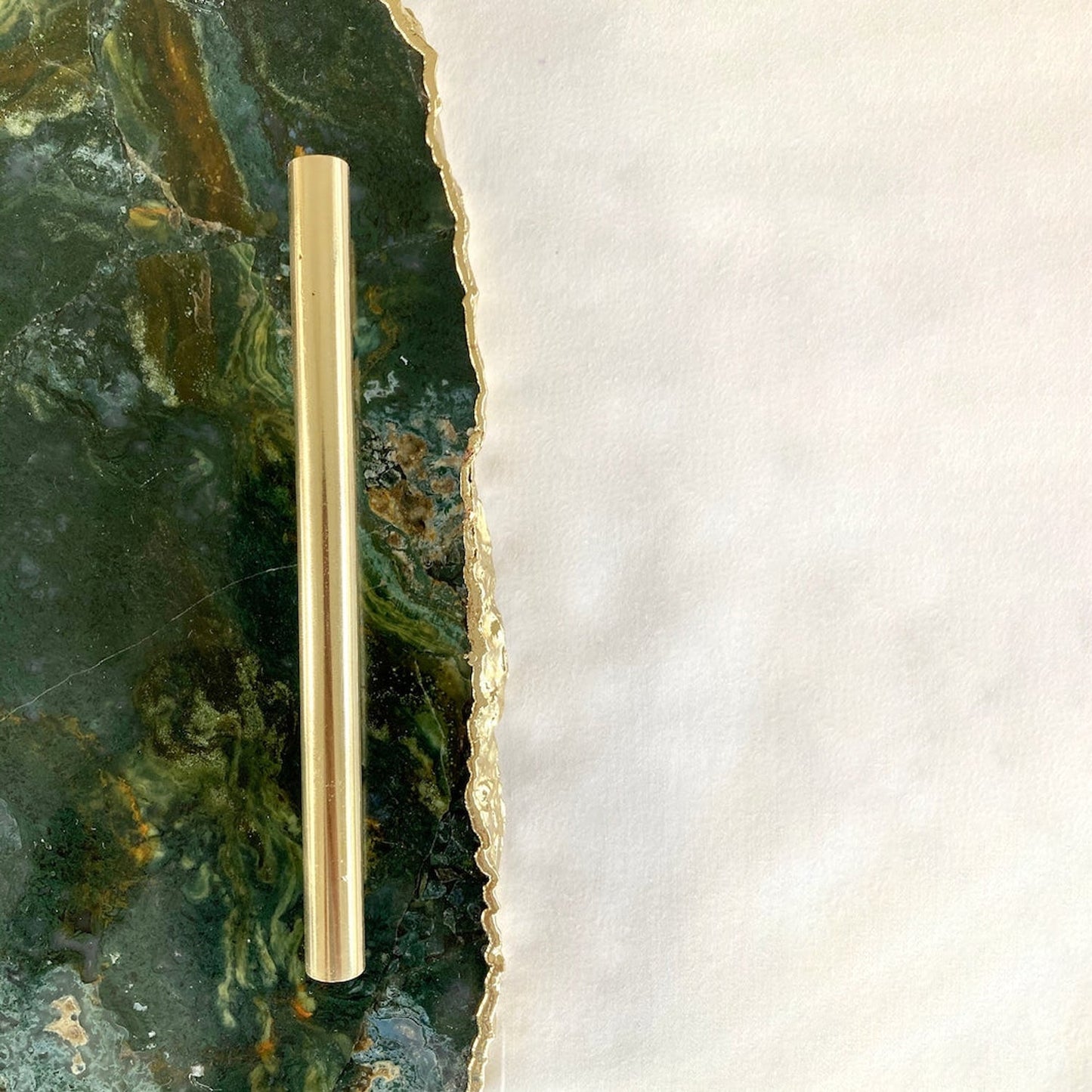 Large Green Agate Serving Tray With Brass Handles/Personalised Momentos/Sign Boards 10"x15"