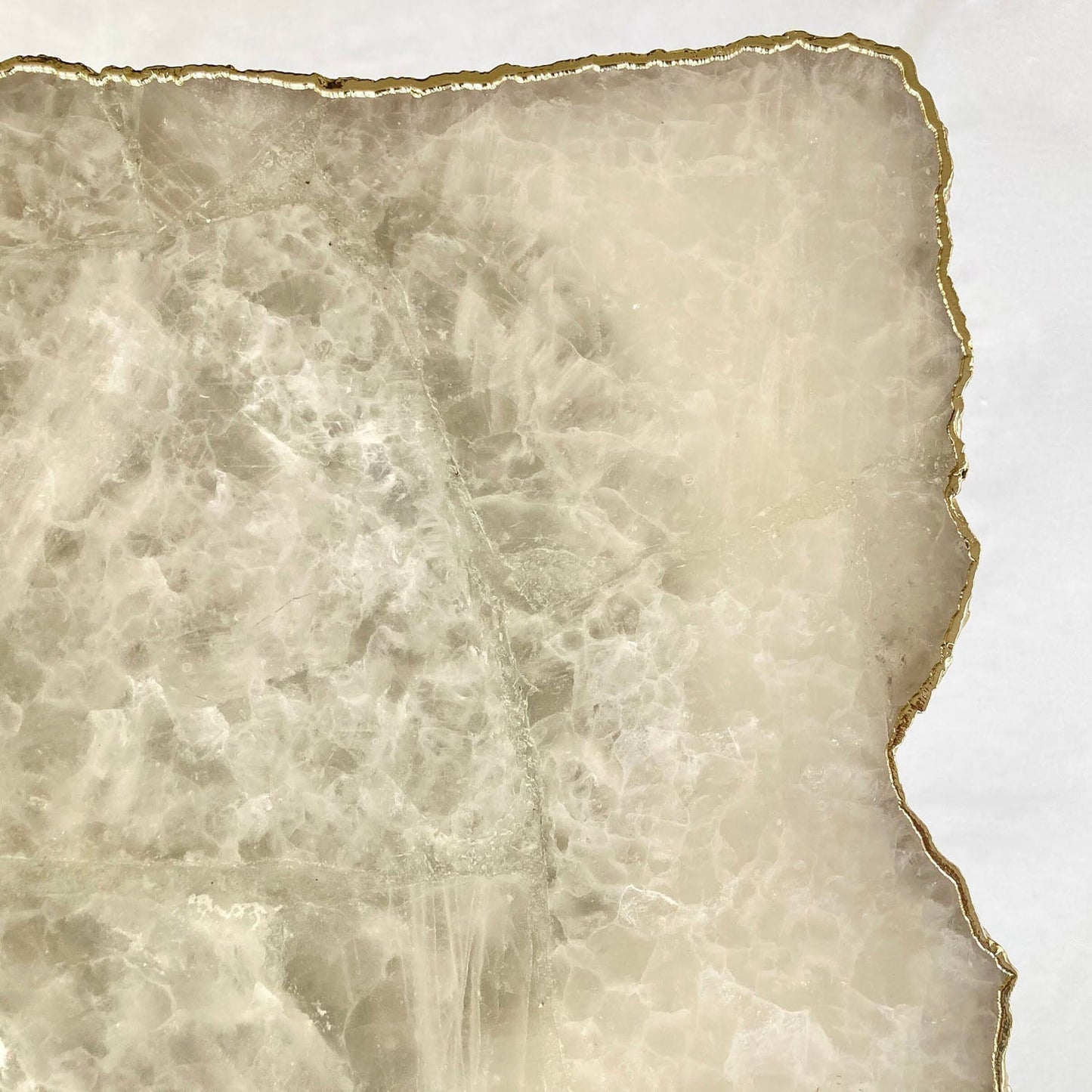 White Agate/Crystal/Gemstone/Quartz Organic Edge Side/Drink/Coffee Table