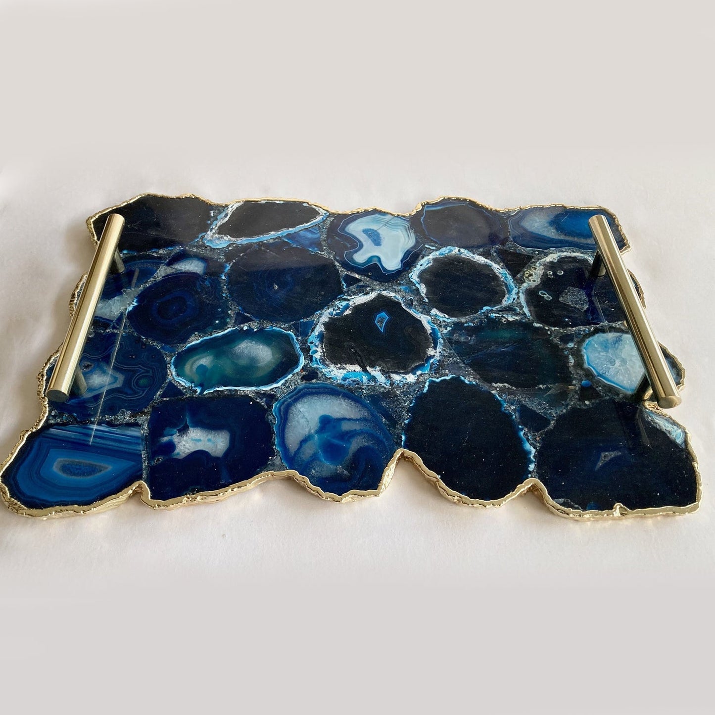 Large Blue Agate Organic Edge Tray