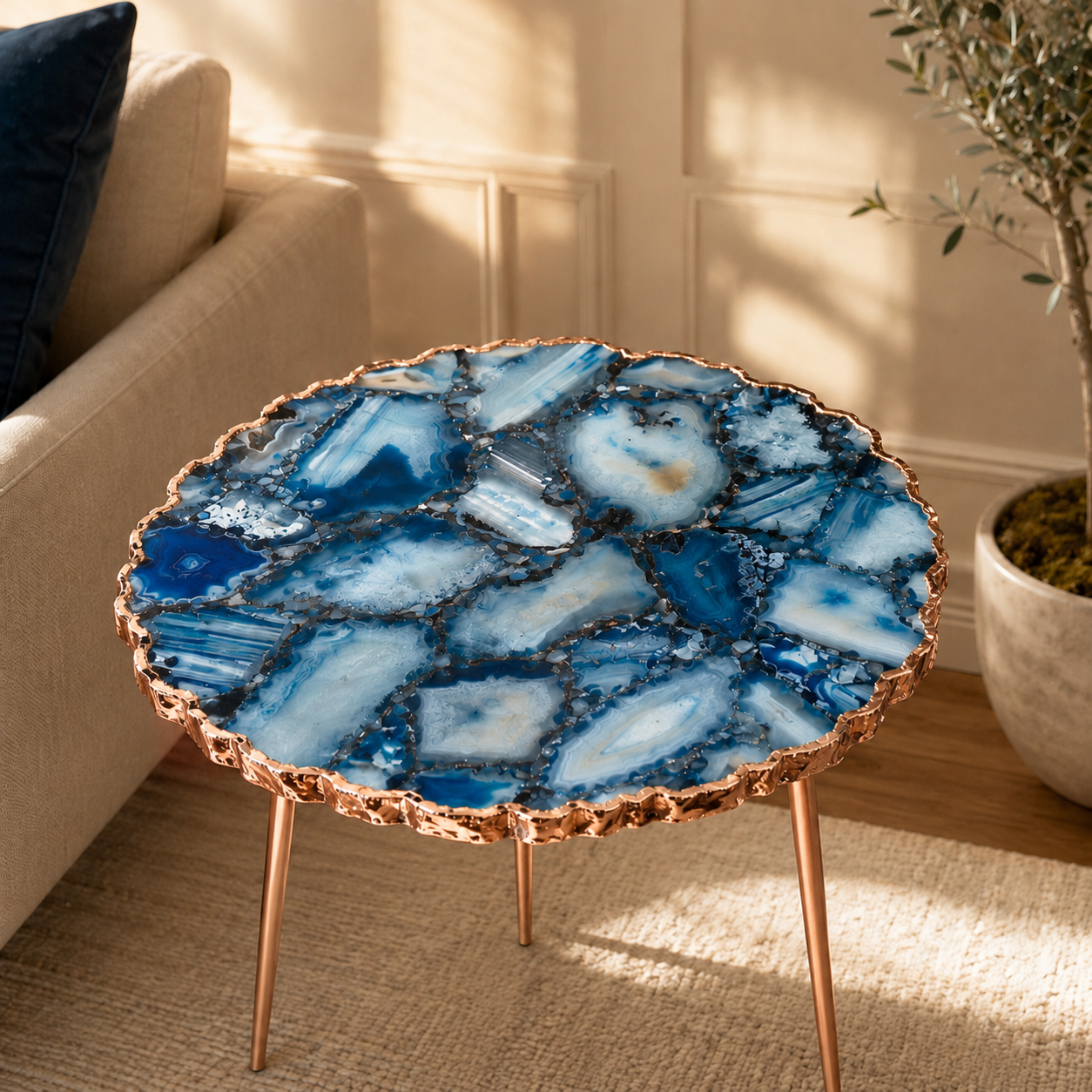 Blue Agate Round Side Table