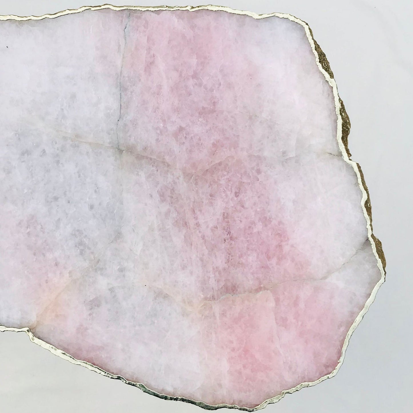 Large Rose Quartz Agate/Single Piece/Crystal/Gemstone/Quartz Organic Edge Side/Drink/Coffee Table