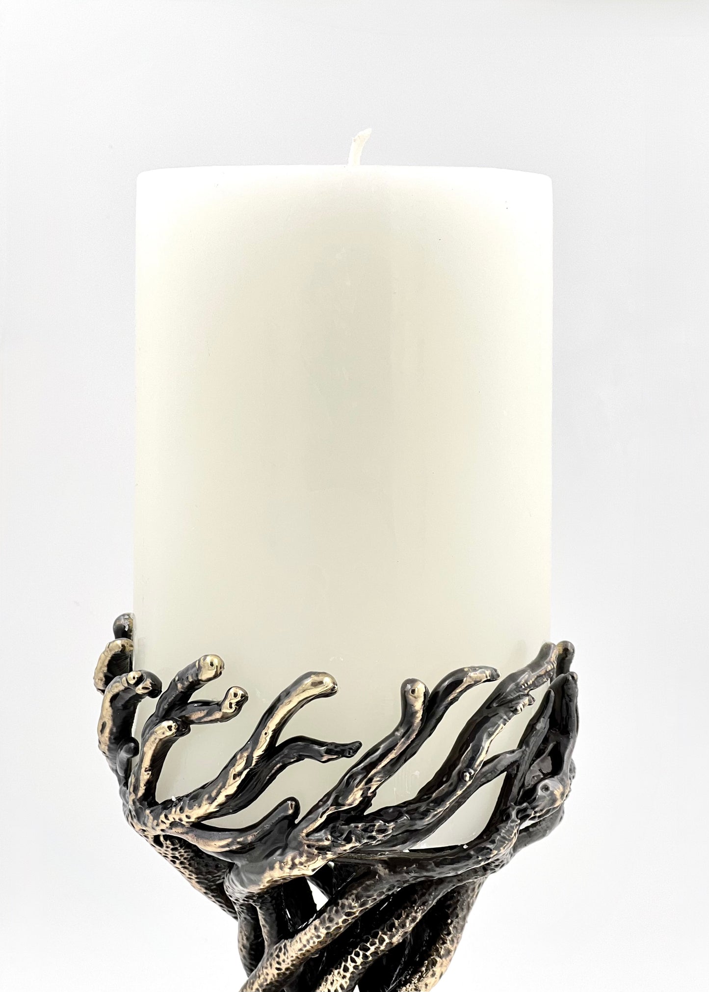Bark sculptural pillar candle holder | modern artistic candle holder for home decor
