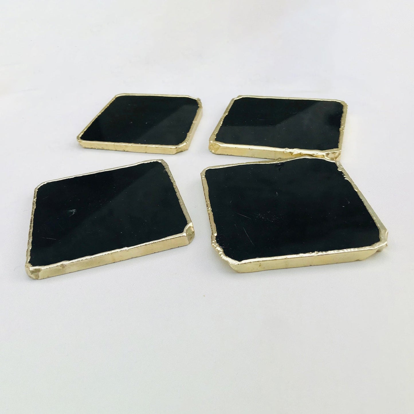Black Agate - Set of 4 Large Coasters/Personalised Momentos