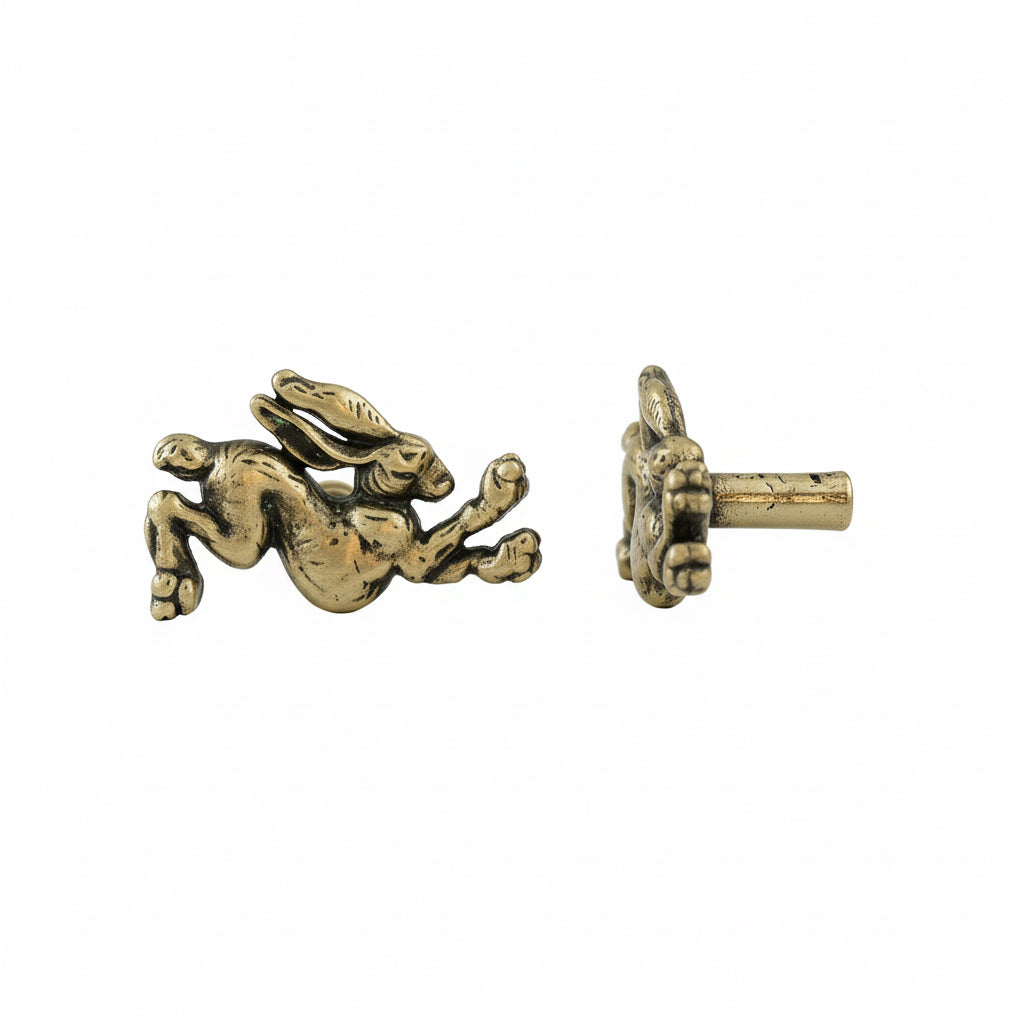 Antique Brass Bunny Rabbit Drawer Knobs