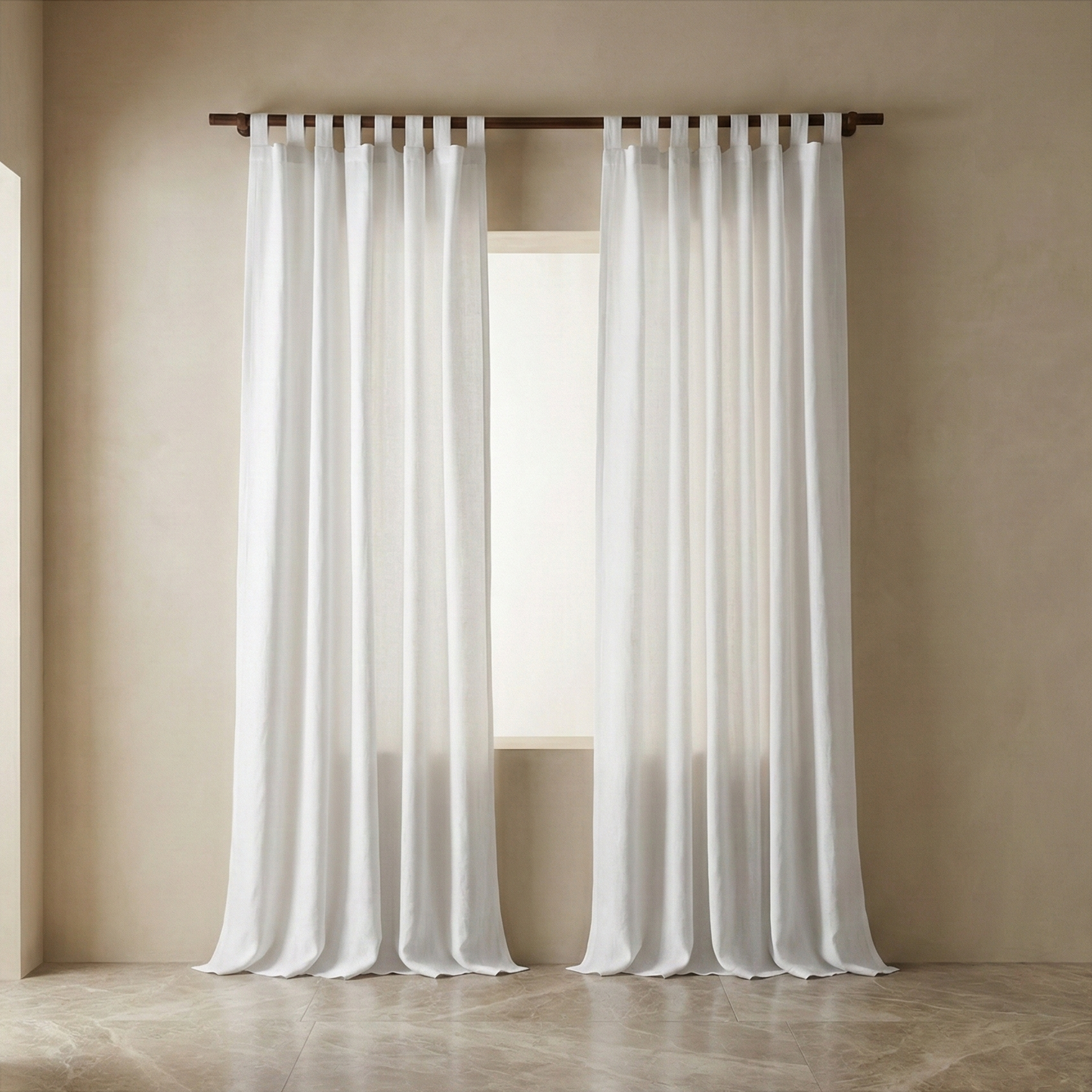 Viscose Linen Tab Top Curtain Panel – Light Filtering Semi Sheer Soft Viscose Linen Curtains (Single Panel)