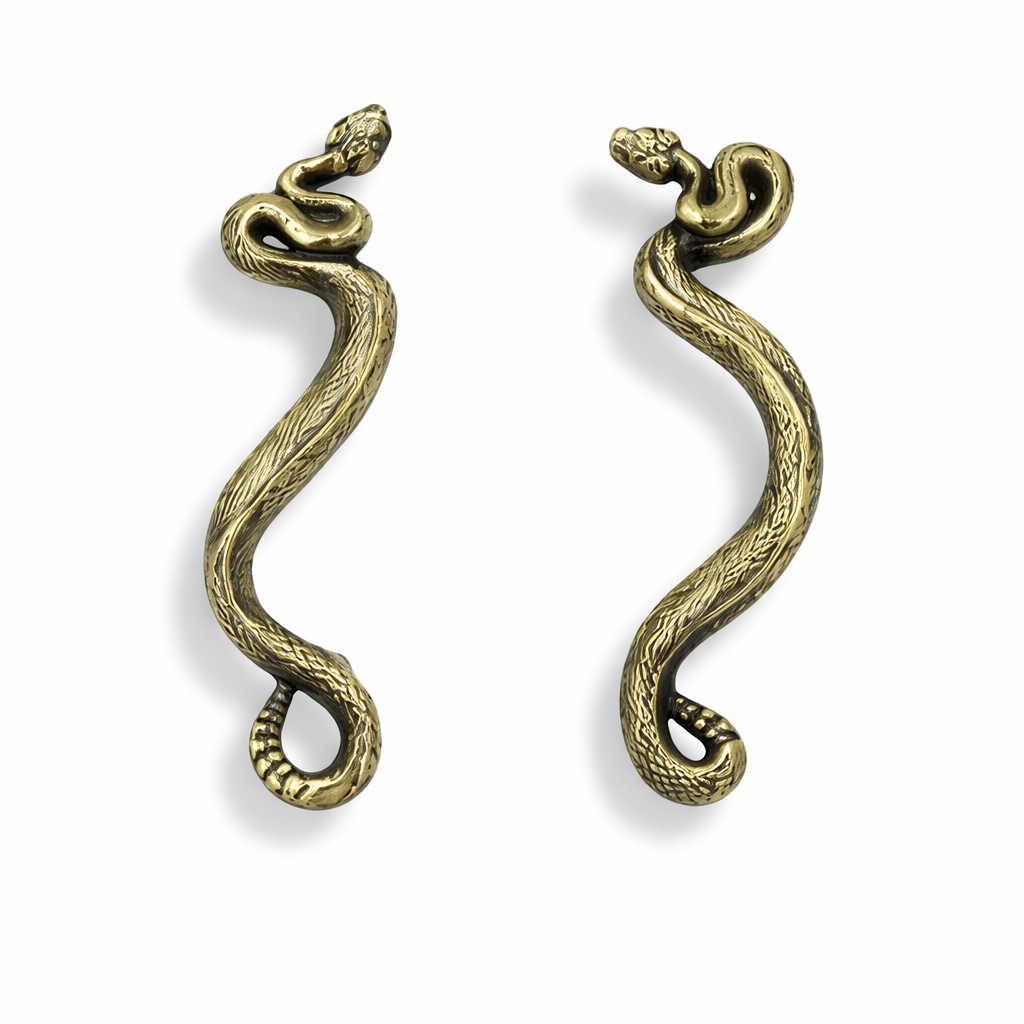 Swirling Snakes Brass Cabinet Handles | Antique Finish (Set of 2)