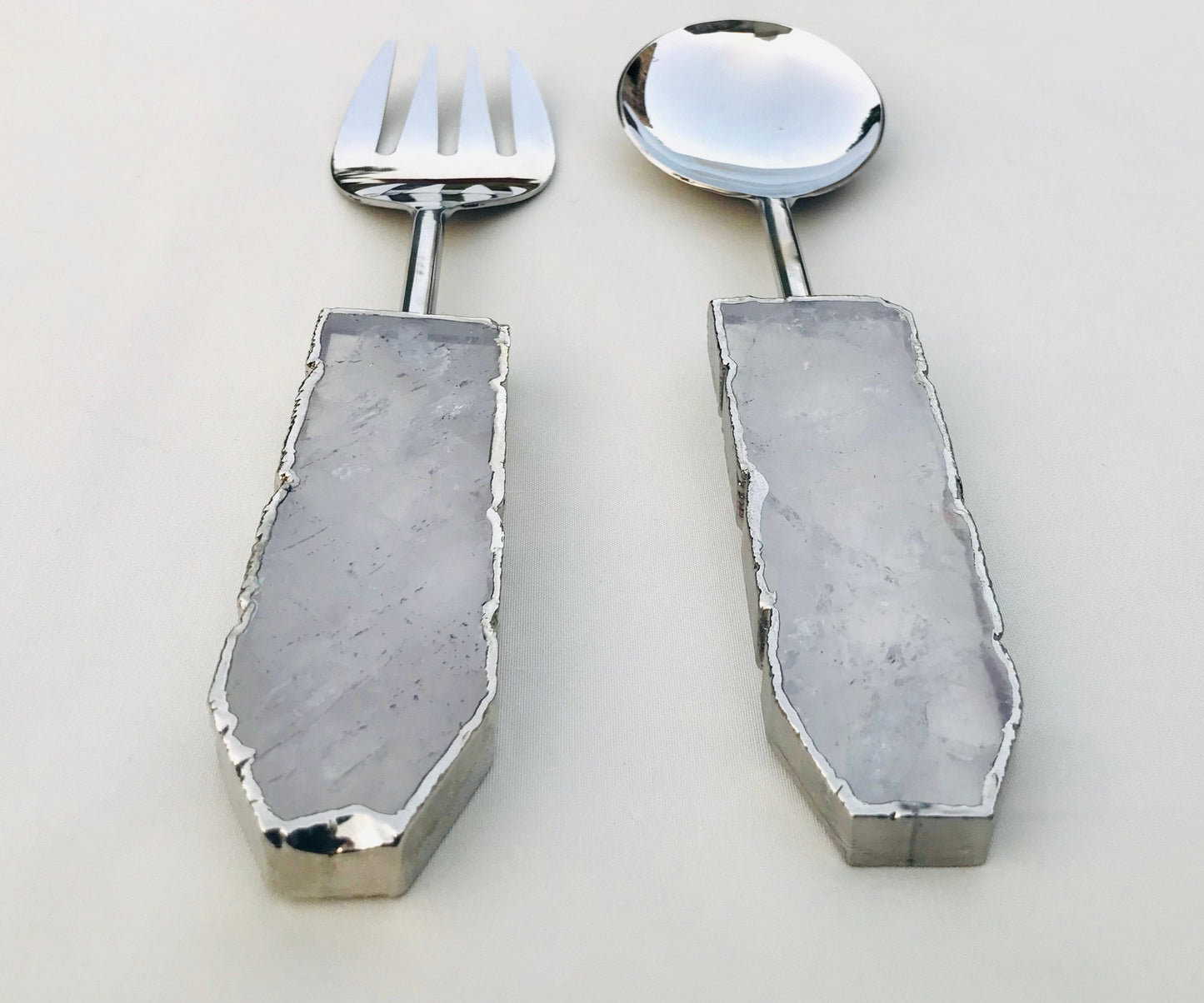 Clear Quartz Salad Server – Gold Finish – Set of 2