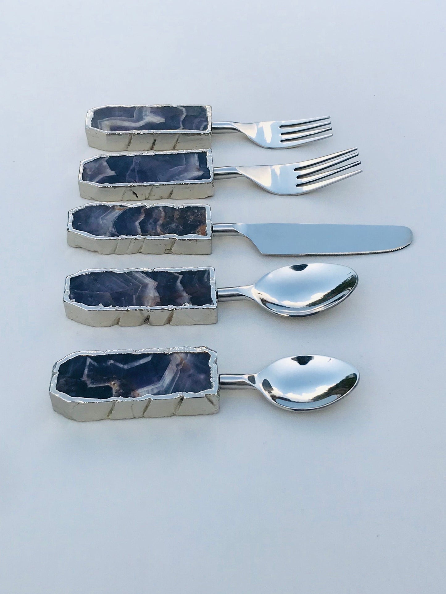 Set of 5 Pieces Amethyst Cutlery