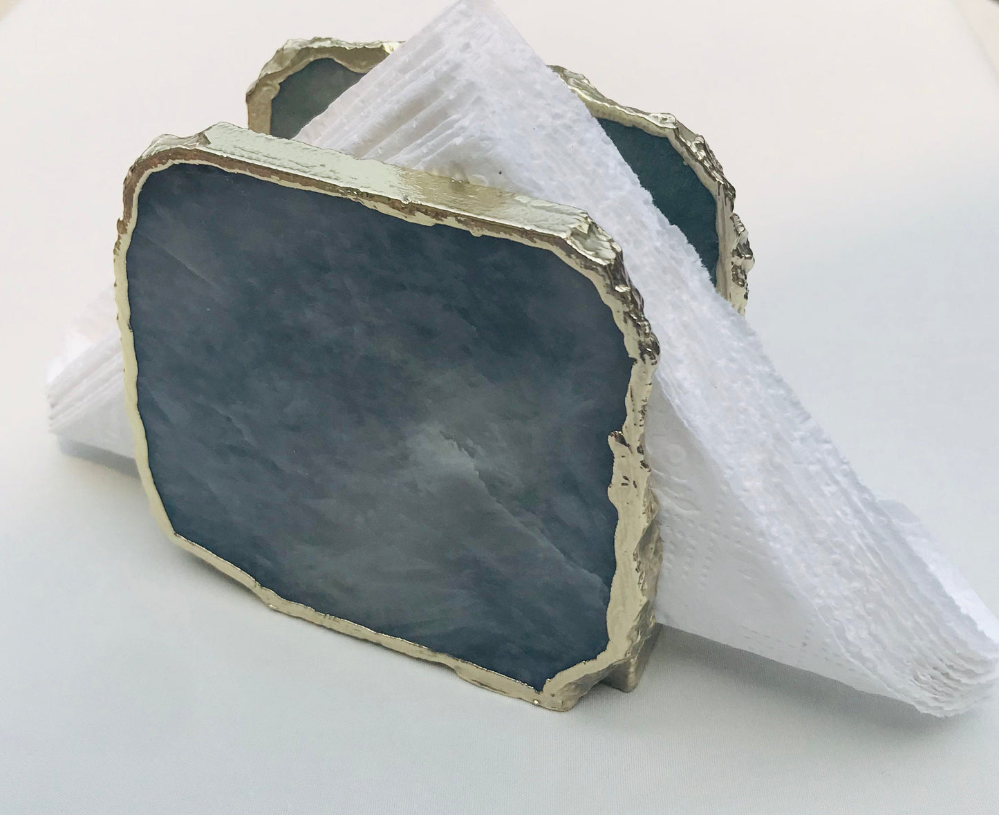 Grey Agate Napkin Holder/Natural Stone Napkin Holder/Paper Napkin Holder/Desk Napkin Holder/Picnic Holder