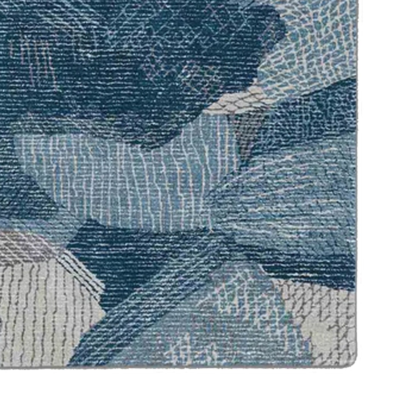 Shades of Blue Abstract Handcrafted Wool Rug