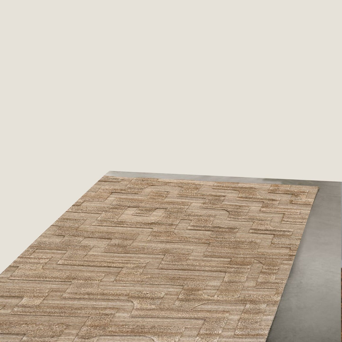 Light Brown & Beige Abstract Hand-Tufted Wool Rug