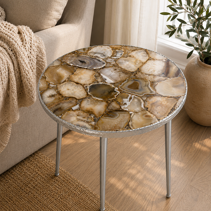 Golden Agate Round Side Table