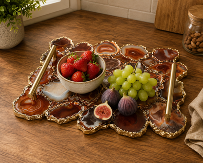Large Red Agate Organic Edge Tray