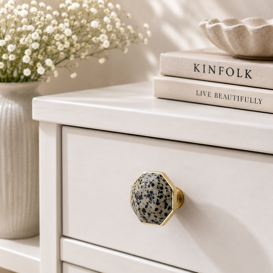 Dalmatian Jasper Cabinet Knobs — Set of 4