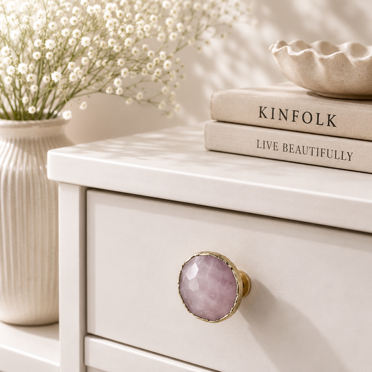 Rose Quartz Agate Knobs - Set of 4