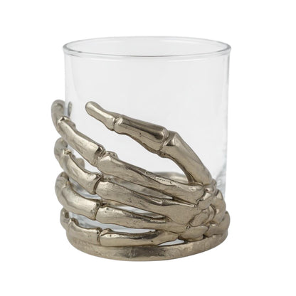 Set of 2 & Set of 4 – Skeleton Hand Whisky Glasses | Statement Barware & Halloween Drinkware | Gold, Silver or Antique Finish