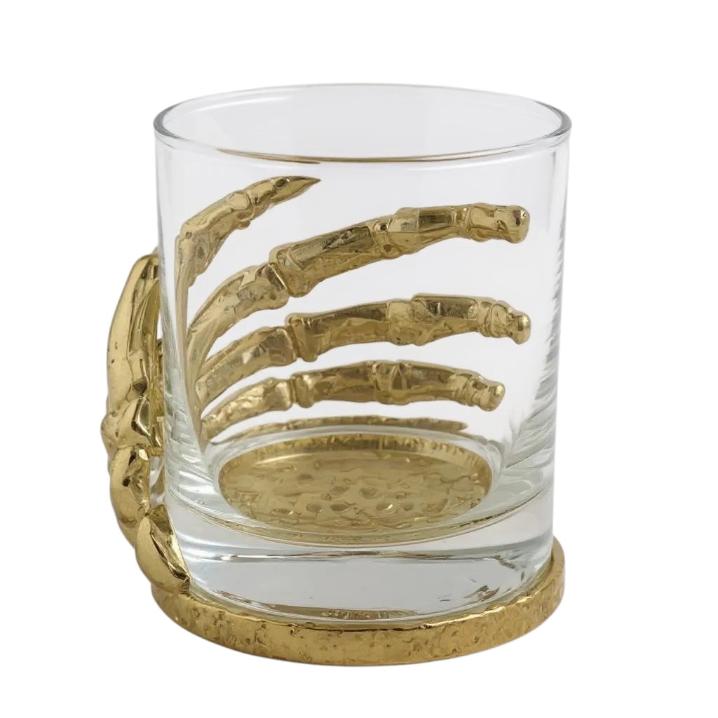 Set of 2 & Set of 4 – Skeleton Hand Whisky Glasses | Statement Barware & Halloween Drinkware | Gold, Silver or Antique Finish