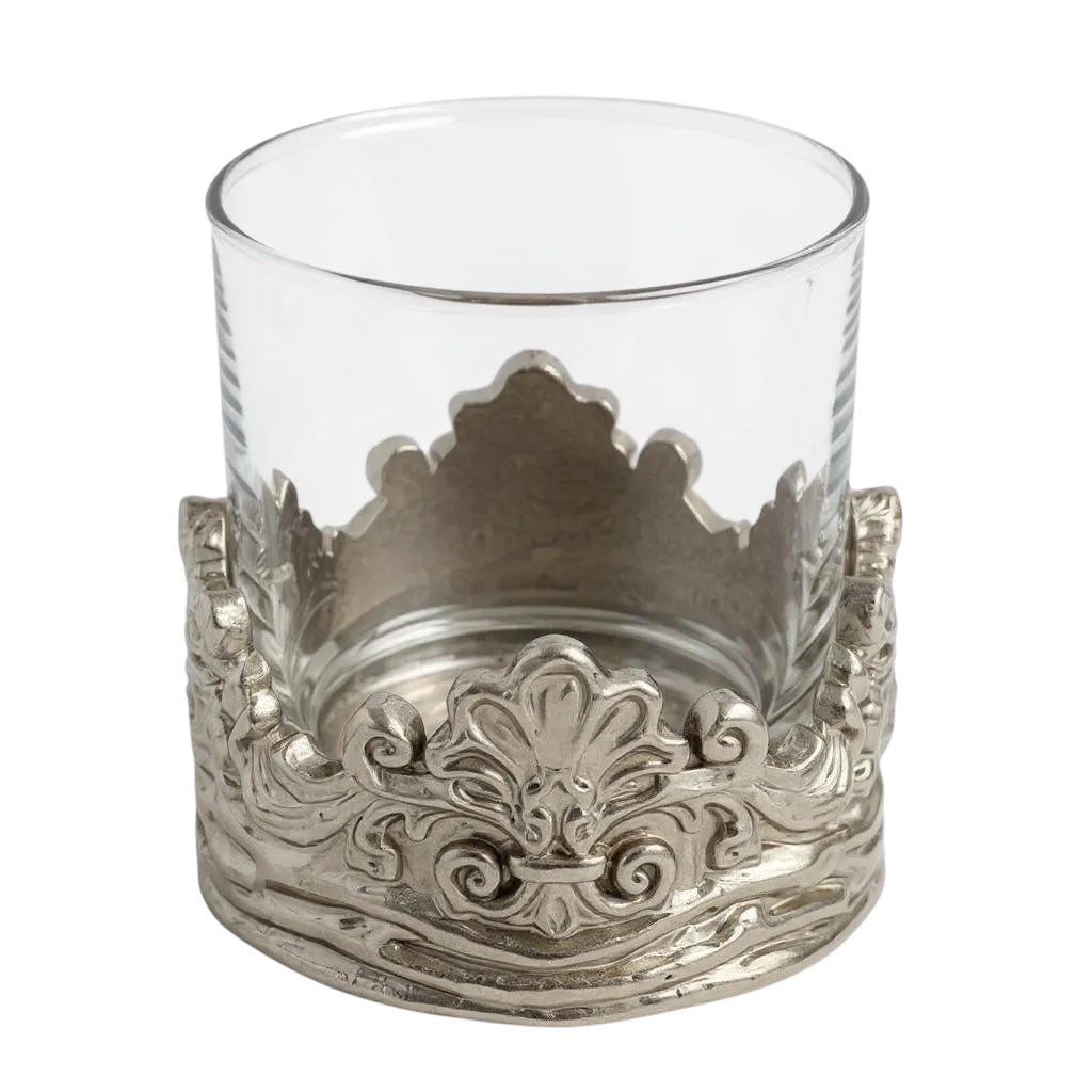 Intricate Baroque Crown Whisky Glasses | Statement Barware & Luxury Drinkware |  | Set of 2 & Set of4
