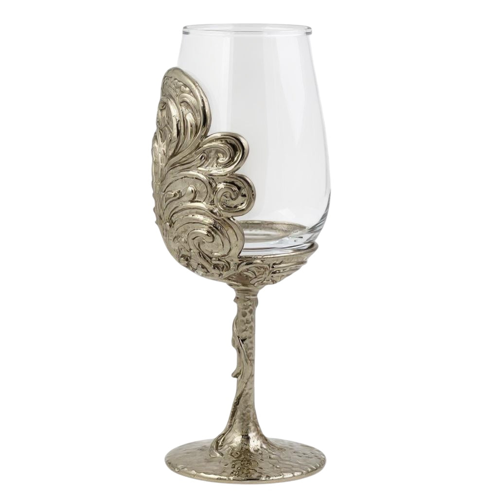 Intricate Leaf & Ambi Design Wine Glasses | Designer Statement Drinkware  | Set of 2 / Set of 4
