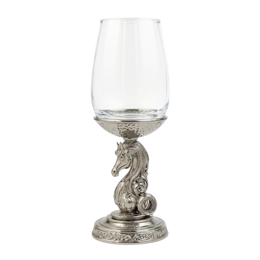 Knight wine glass set | chess inspired designer stemware  | Set of 2 / Set of 4