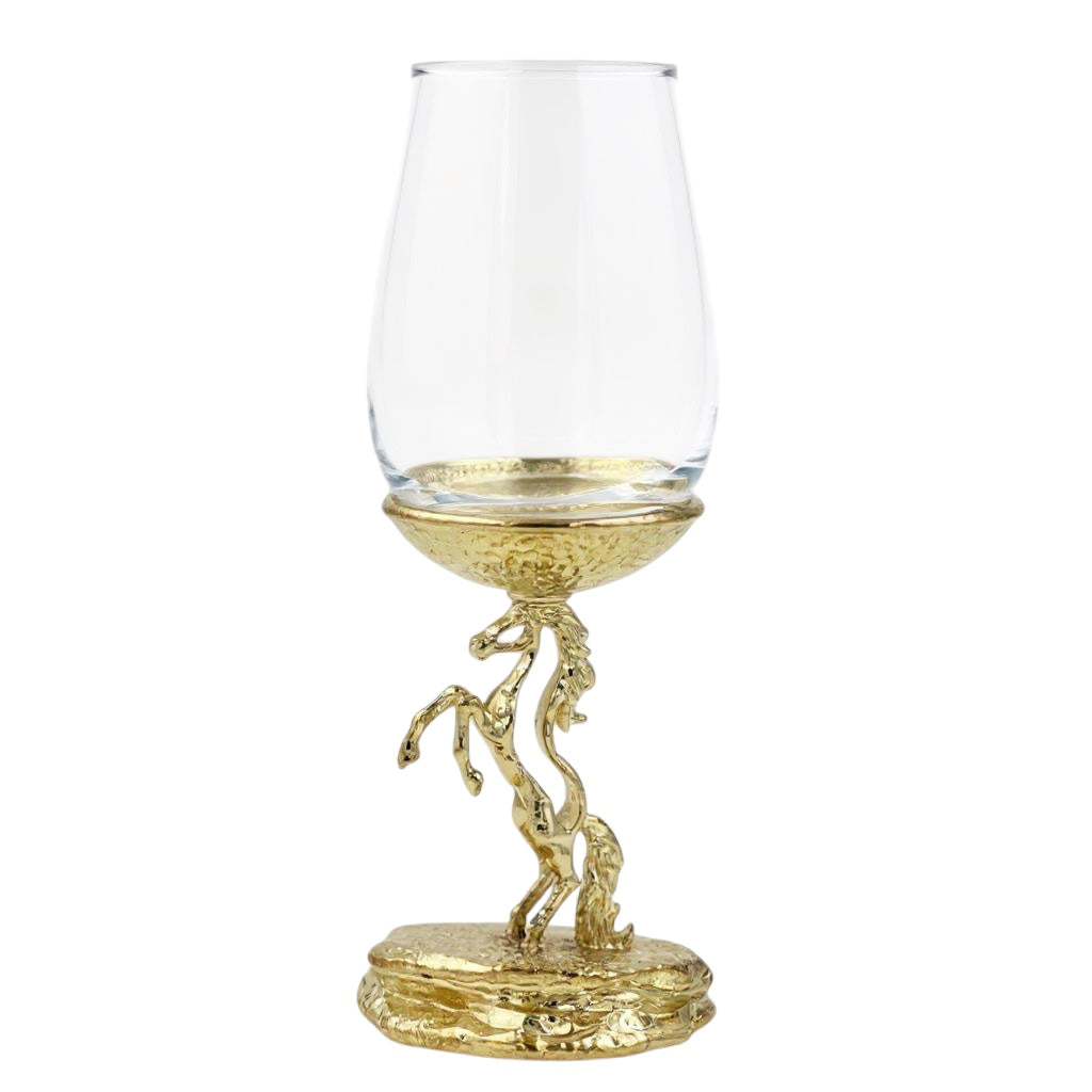 Stallion wine glass set | electroformed horse base designer stemware  | Set of 2 / Set of 4