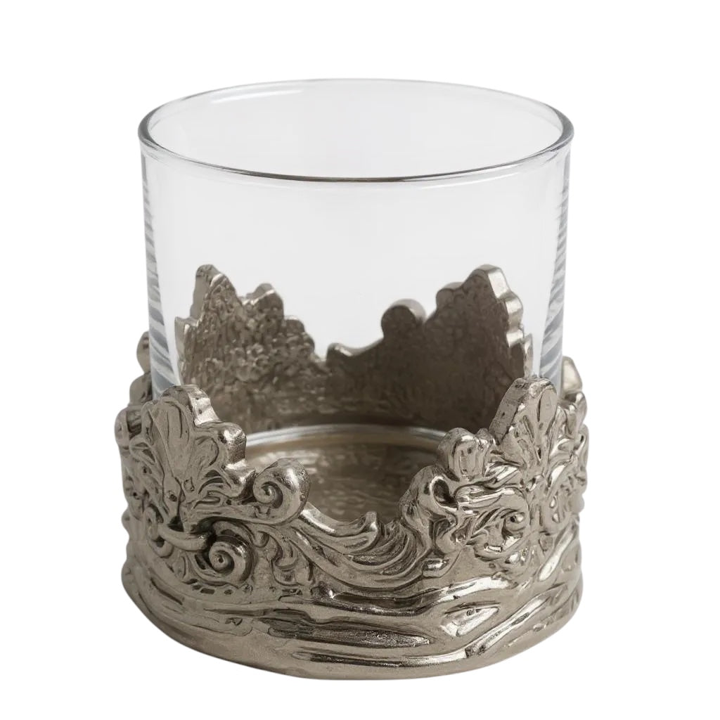 Intricate Baroque Crown Whisky Glasses | Statement Barware & Luxury Drinkware |  | Set of 2 & Set of4