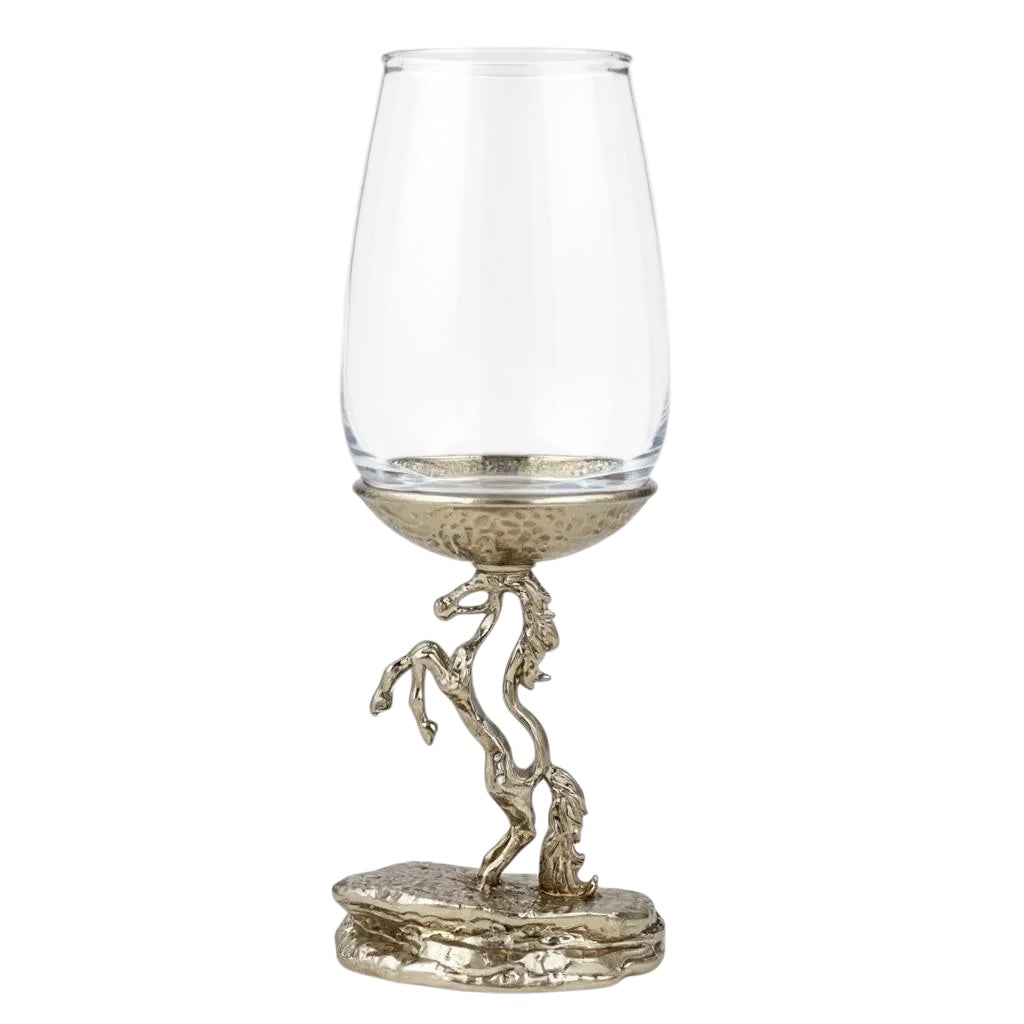 Stallion wine glass set | electroformed horse base designer stemware  | Set of 2 / Set of 4