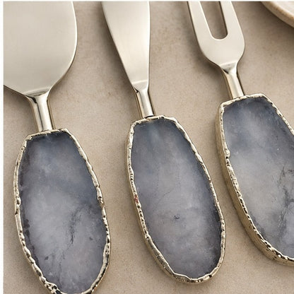 Rose Quartz Oval Cheese Knife Set