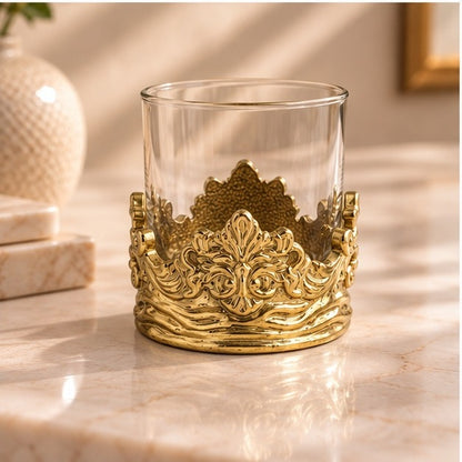 Intricate Baroque Crown Whisky Glasses
