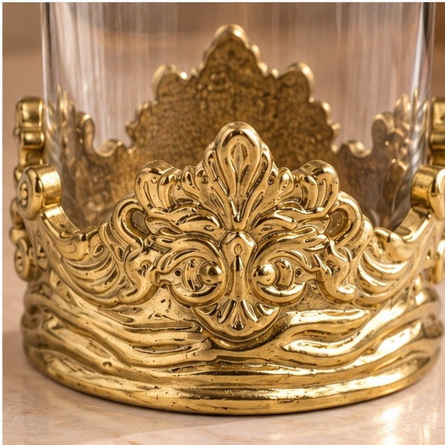 Intricate Baroque Crown Whisky Glasses