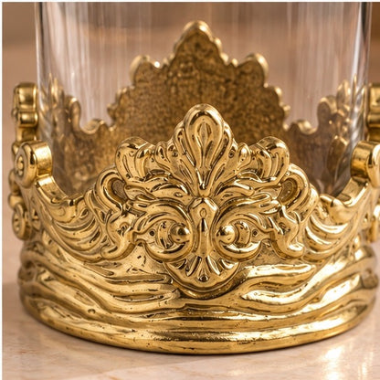 Intricate Baroque Crown Whisky Glasses