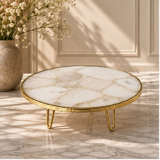 White Crystal Agate Cake Stand