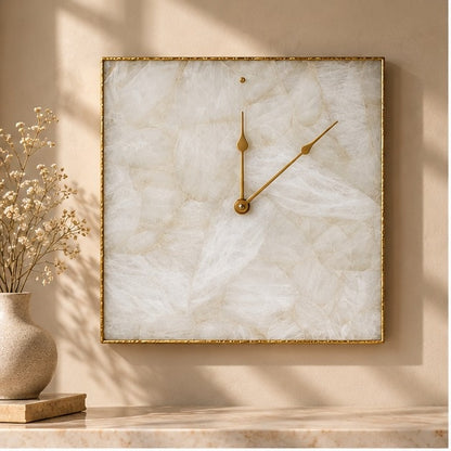 White Agate Square Wall Clock
