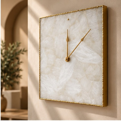 White Agate Square Wall Clock