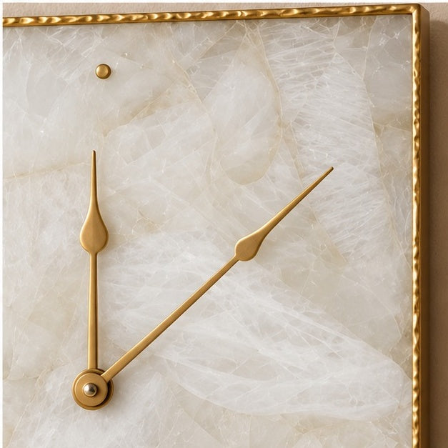 White Agate Square Wall Clock