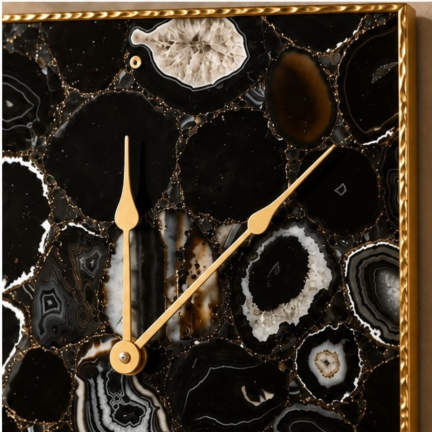 Black Agate Square Wall Clock