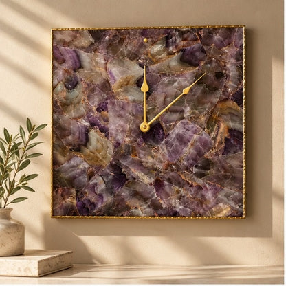 Amethyst Agate Square Wall Clock