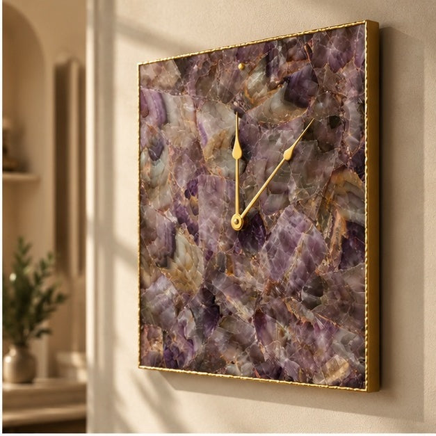 Amethyst Agate Square Wall Clock