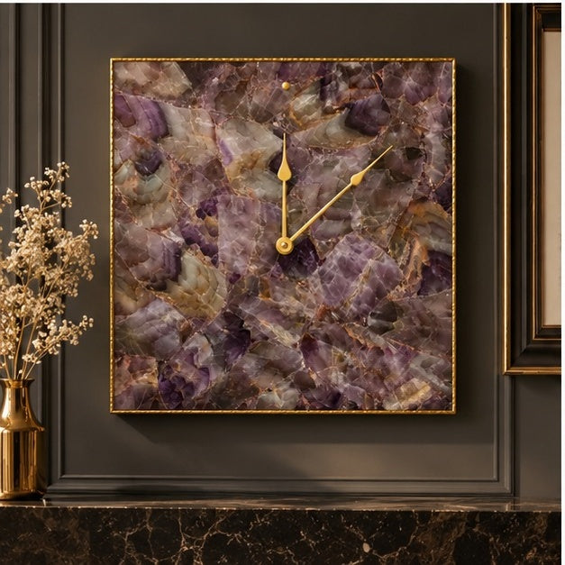 Amethyst Agate Square Wall Clock