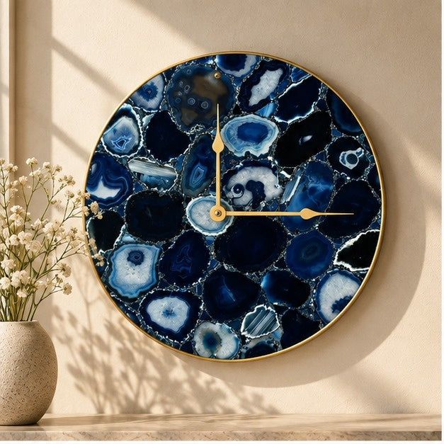Blue Agate Circular Wall Clock