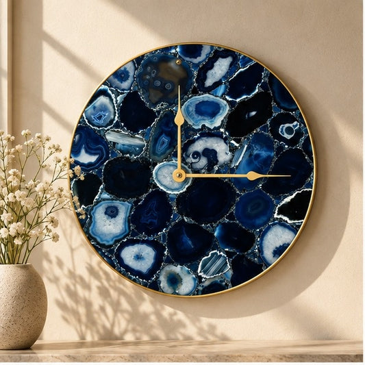 Blue Agate Circular Wall Clock