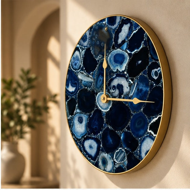 Blue Agate Circular Wall Clock