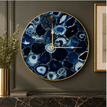 Blue Agate Circular Wall Clock