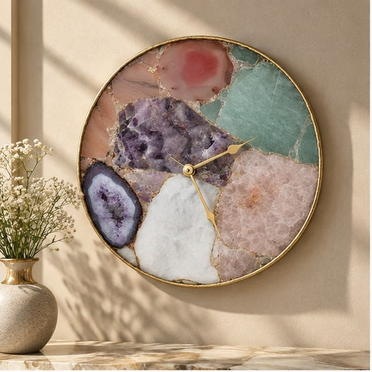 Multicoloured Agate Wall Clock – 12 Inch