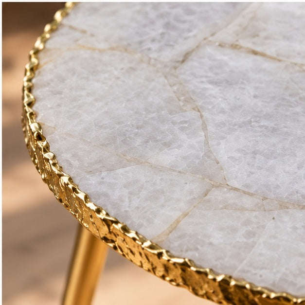 White Agate Round Side Table